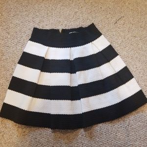 Black and White Flare Mini Skirt